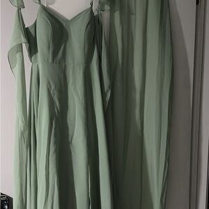 Azazie Matcha Green Everett Maxi Dress size A8